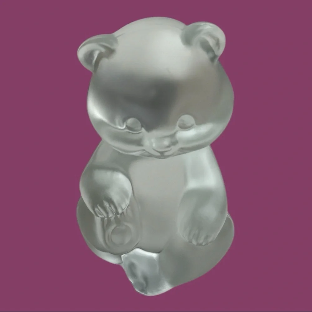 Vintage Fenton Bear Figurine Satin Glass